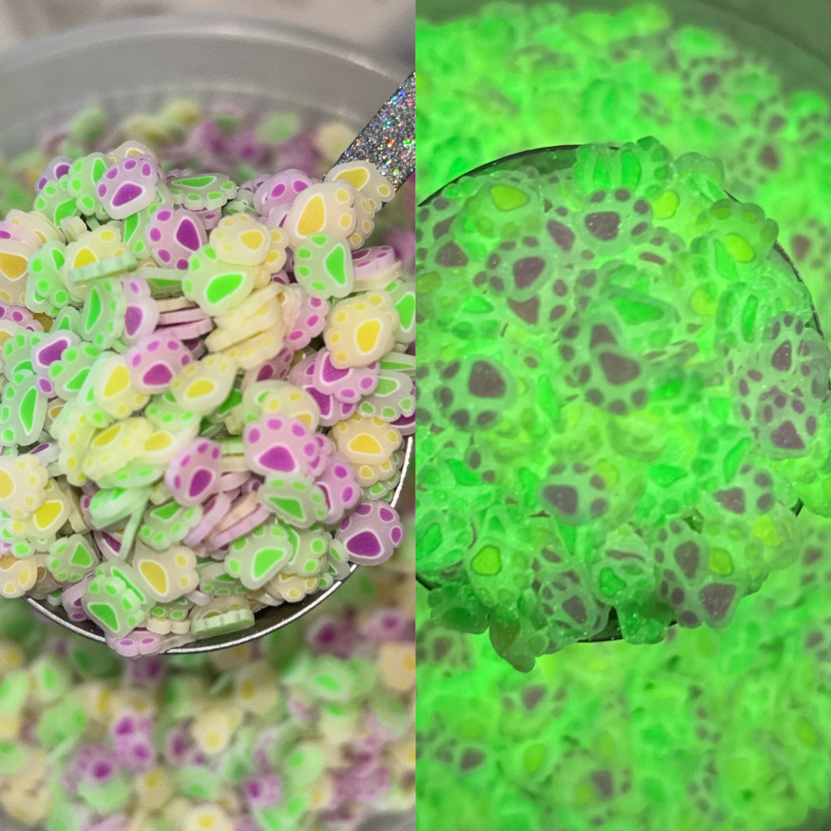 Glow Paw Print Polymer Clay Slices