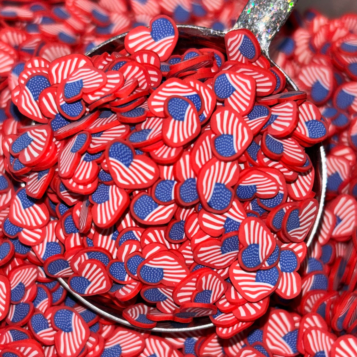 American Flag Hearts Polymer Clay Slices