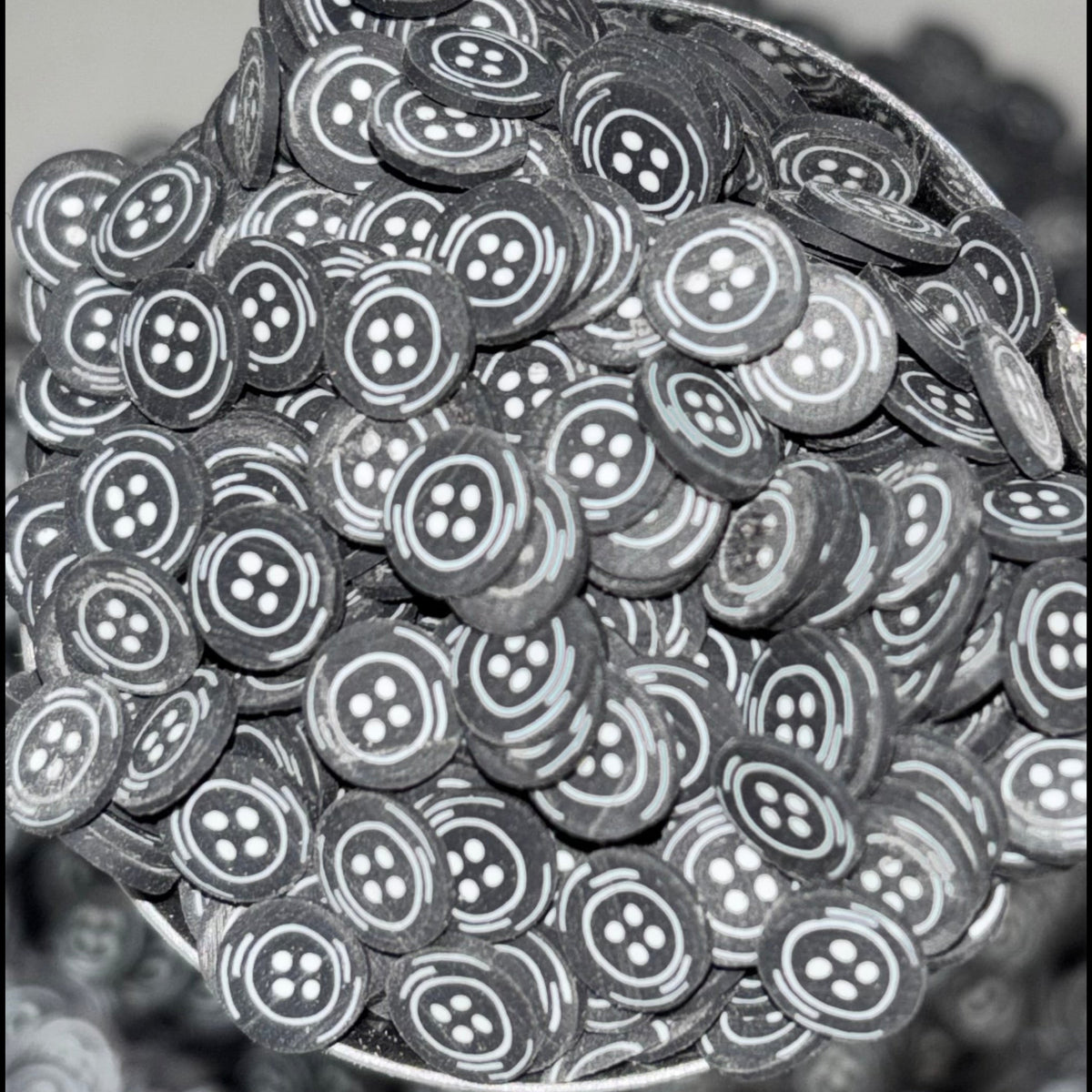 Black Buttons Polymer Clay Slices