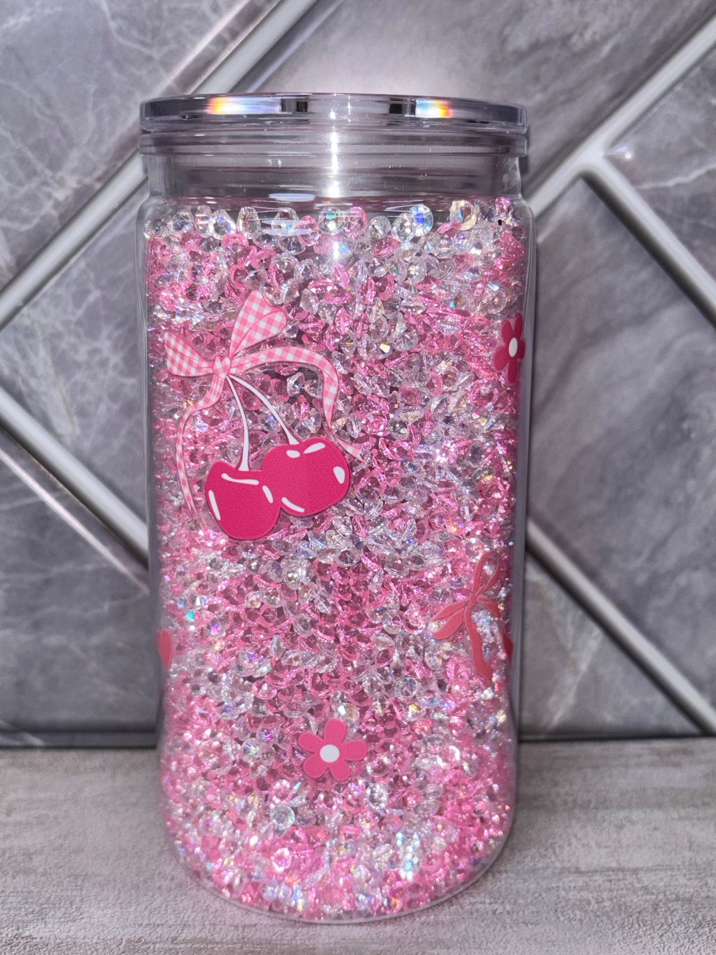 16 oz Pink Bow Tumbler (Ready to Ship)