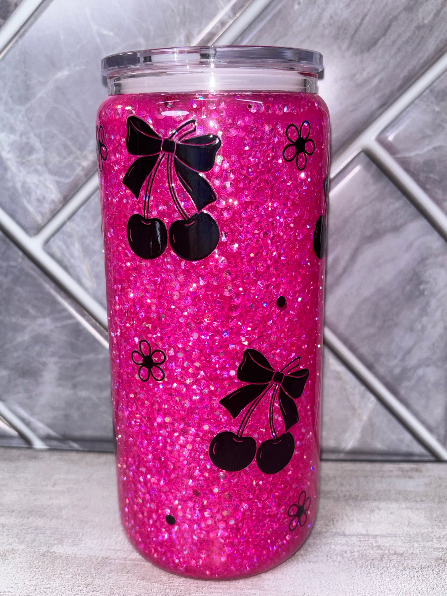 20 oz Black Bow Tumbler (Ready to Ship)