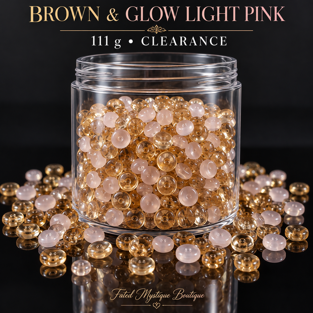 Brown & Glow Light Pink Acrylic Beads — Clearance 111 g