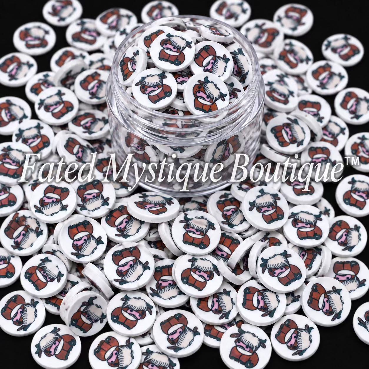 Highland Cow Polymer Clay Slices for snow globe tumblers and DIY crafts