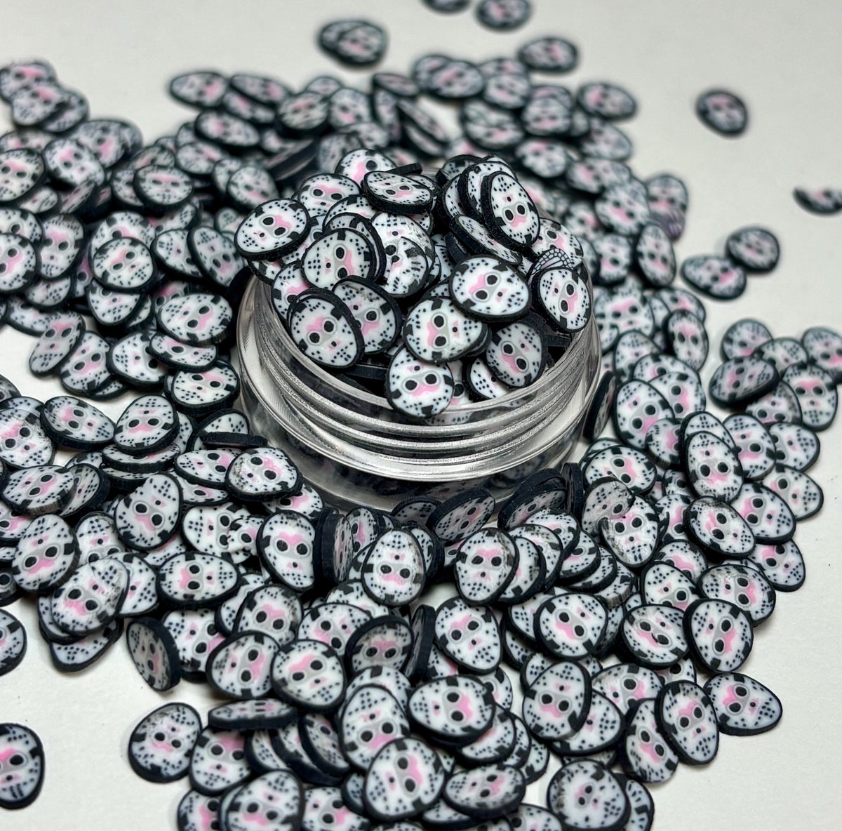 Jason-inspired hockey mask polymer clay slices 1 oz craft mix