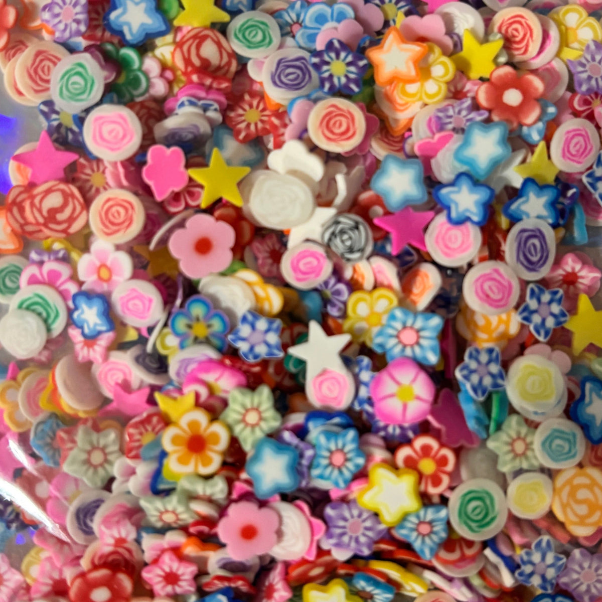 mixed flower polymer clay slices