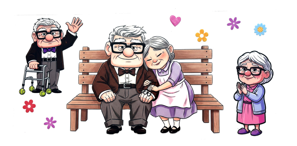 Up couple bench UVDTF decal wrap, #619, on a white background
