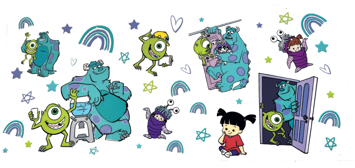 Monsters Inc rainbows UVDTF decal wrap, #623, on a white background