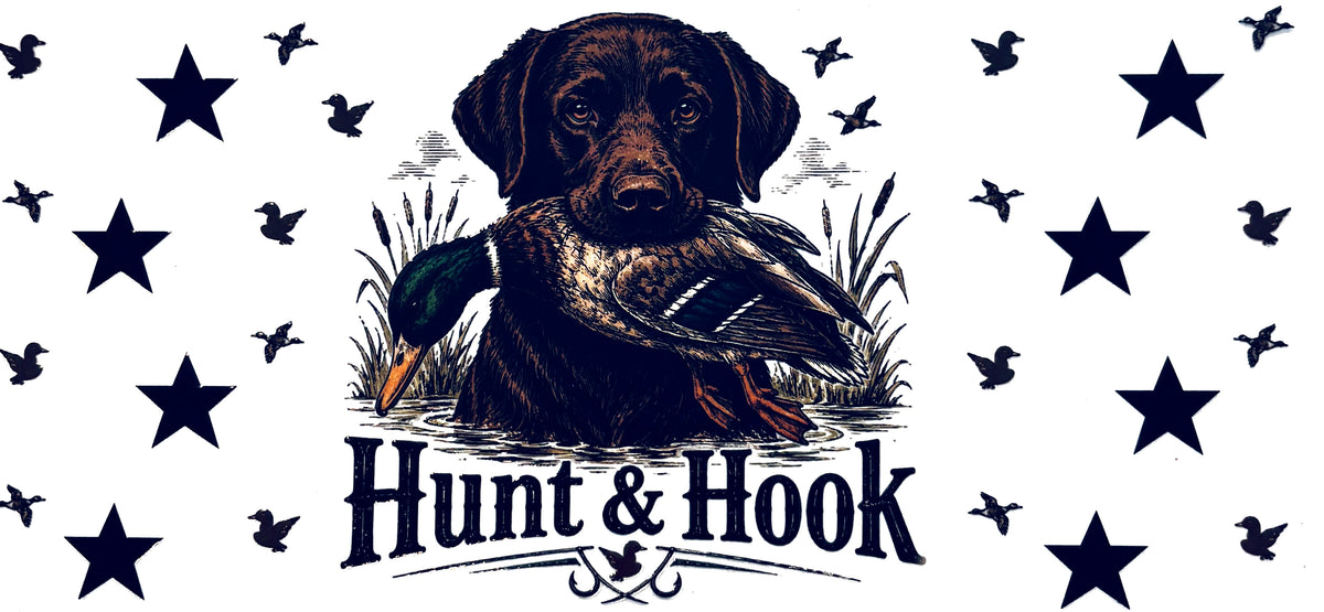 Hunt and Hook UVDTF decal wrap, #650, on a white background