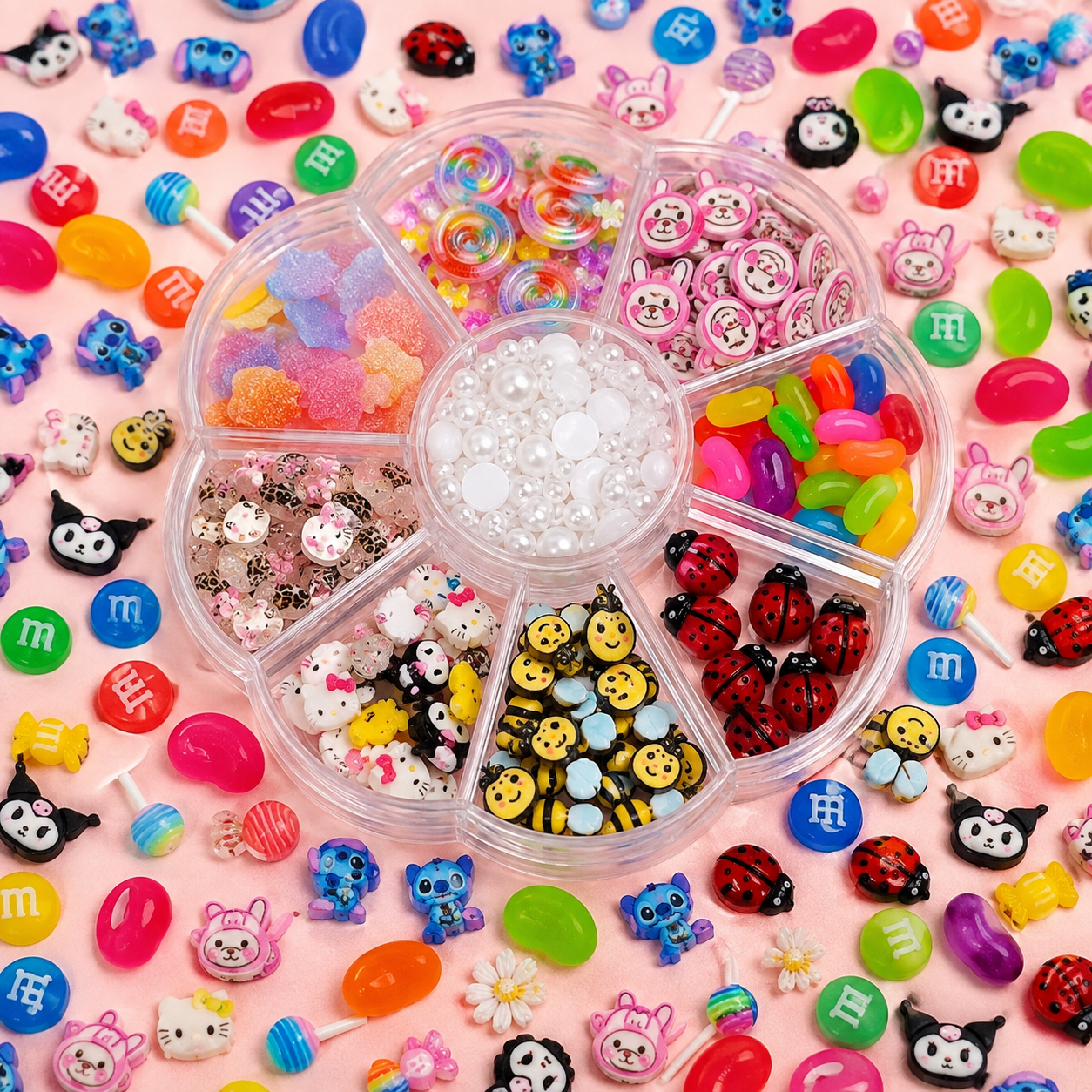 Shaped glitter and charms