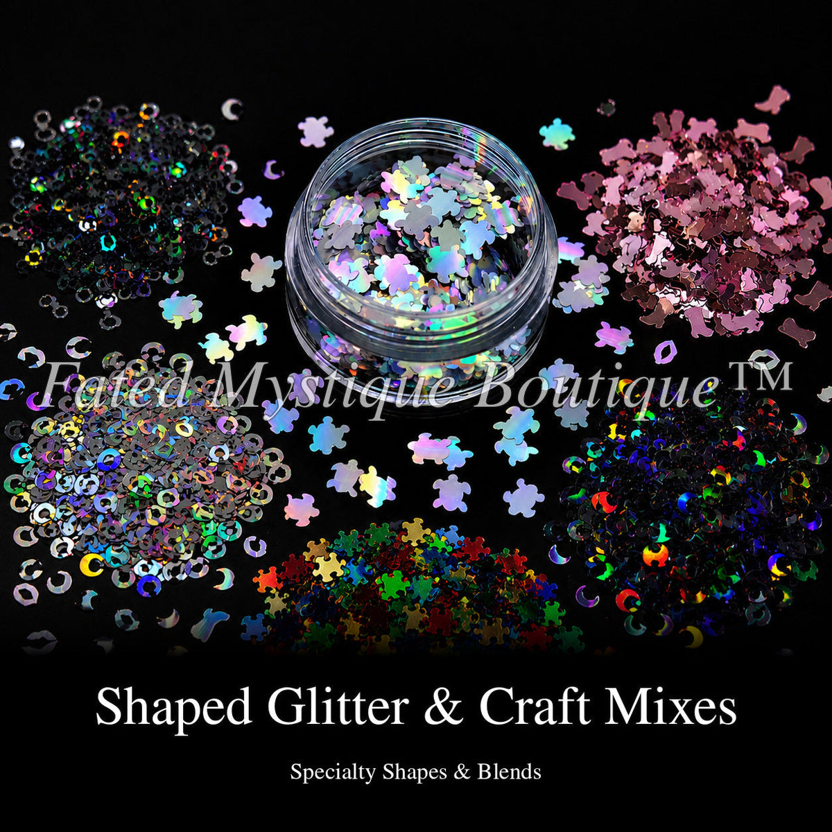 Shaped Glitter & Craft Mixes collection cover with standardized title — Fated Mystique Boutique