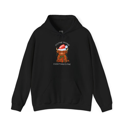 Everything’s Fine Christmas Cow Hooded Sweatshirt