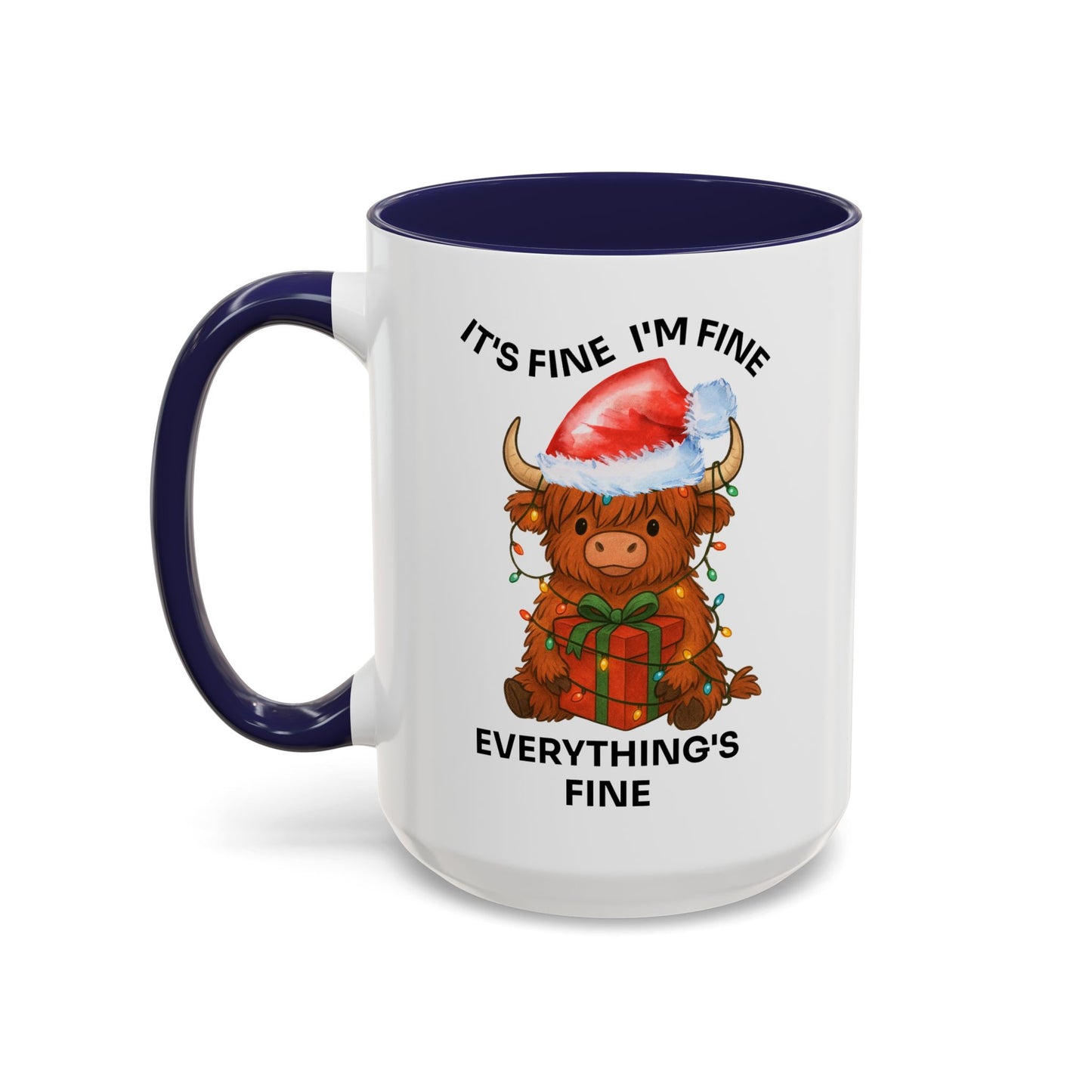 15oz Everything’s Fine Christmas Cow Coffee Mug