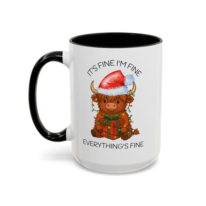 15oz Everything’s Fine Christmas Cow Coffee Mug