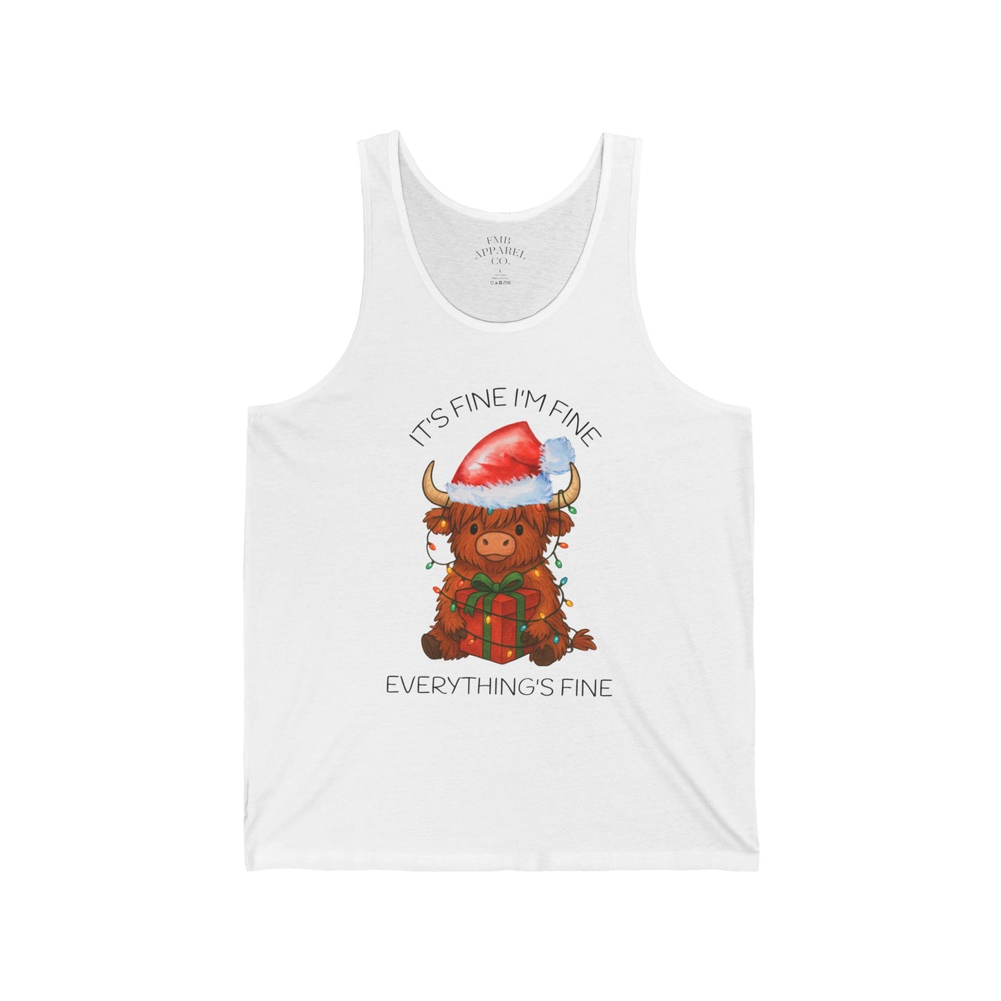 Highland Cow in Santa Hat Tank Top