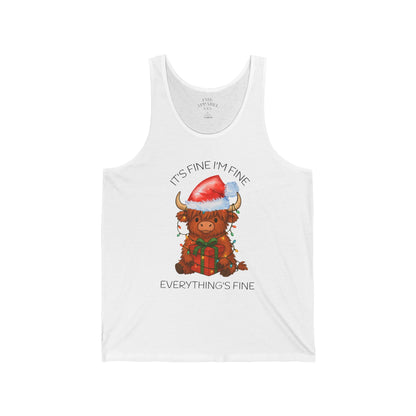 Highland Cow in Santa Hat Tank Top