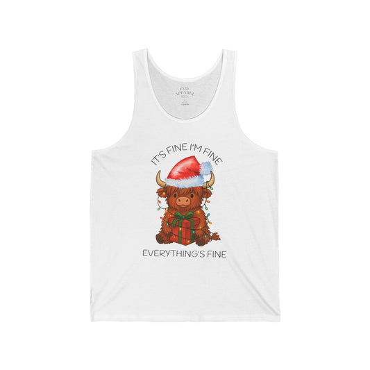 Highland Cow in Santa Hat Tank Top