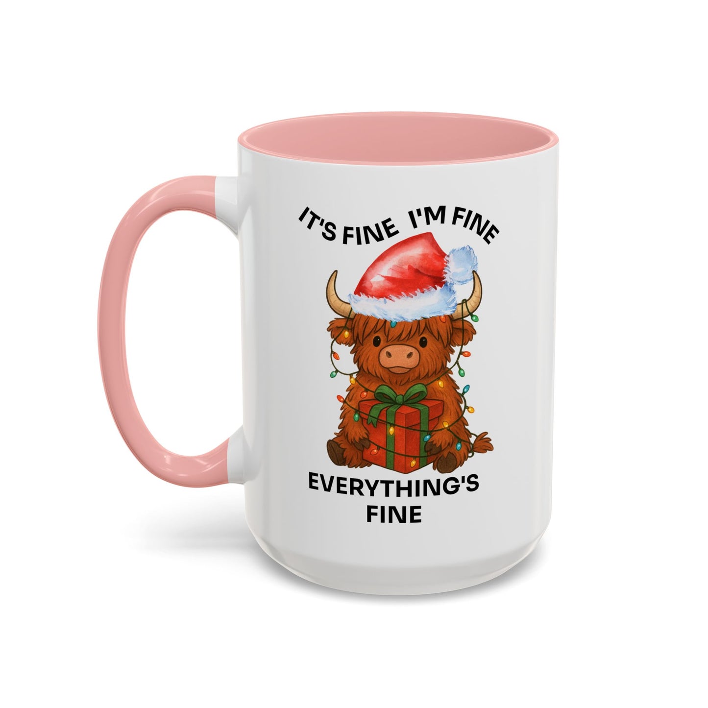 15oz Everything’s Fine Christmas Cow Coffee Mug