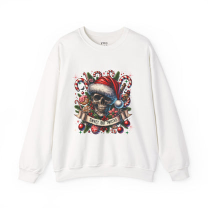 Holiday Skull Sweet But Twisted Christmas Crewneck Sweatshirt