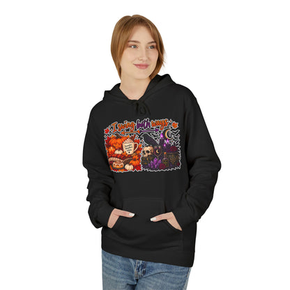 Halloween Split-Scene Hoodie — "I Swing Both Ways" Pumpkin & Haunted Night Design