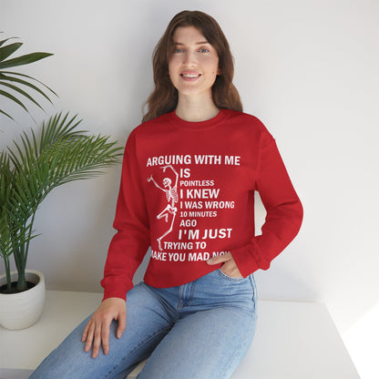 "Arguing with me" Skull Coffee Pullover Crewneck Sweatshirt
