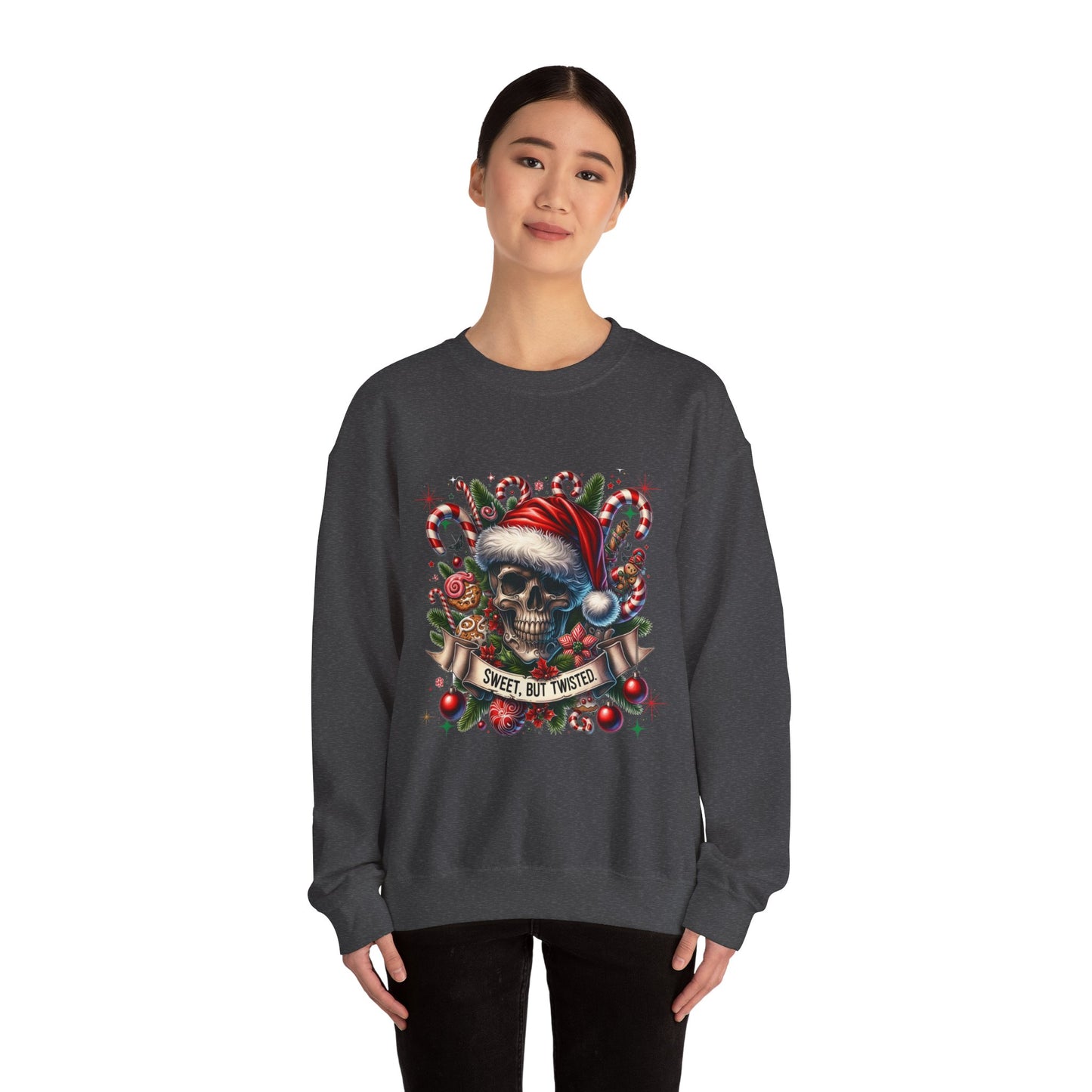 Holiday Skull Sweet But Twisted Christmas Crewneck Sweatshirt