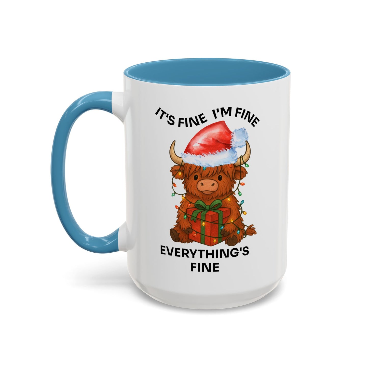 15oz Everything’s Fine Christmas Cow Coffee Mug
