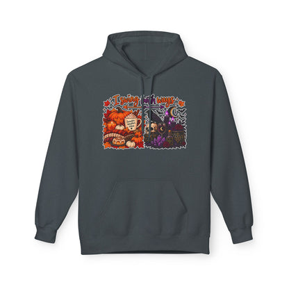Halloween Split-Scene Hoodie — "I Swing Both Ways" Pumpkin & Haunted Night Design
