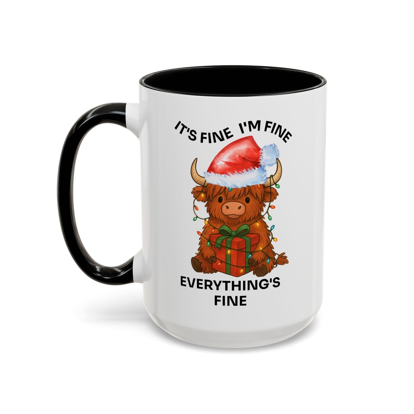 15oz Everything’s Fine Christmas Cow Coffee Mug