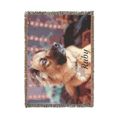 Personalized Woven Blanket — Custom Photo & Name Throw