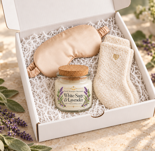 White Sage & Lavender Soy Candle Gift Set — 4 oz Candle & Relaxing Eye Mask