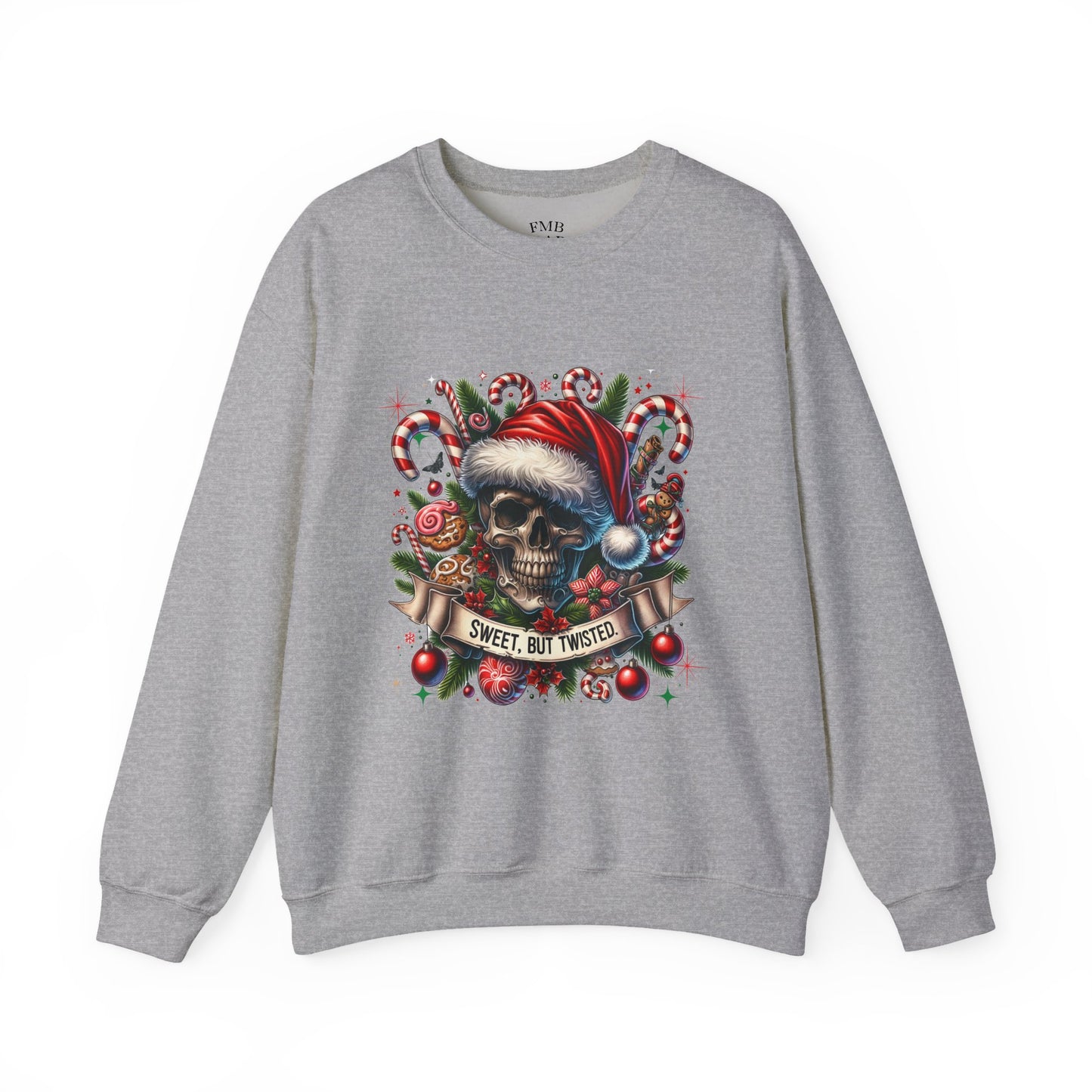 Holiday Skull Sweet But Twisted Christmas Crewneck Sweatshirt