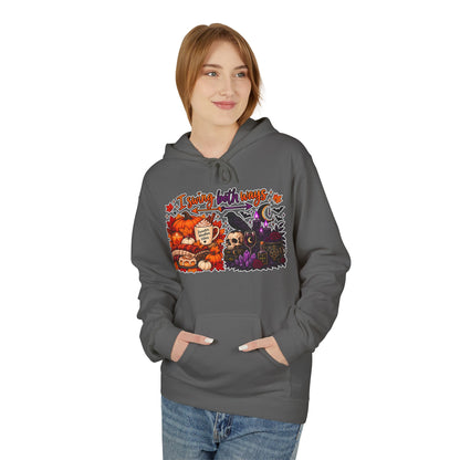 Halloween Split-Scene Hoodie — "I Swing Both Ways" Pumpkin & Haunted Night Design