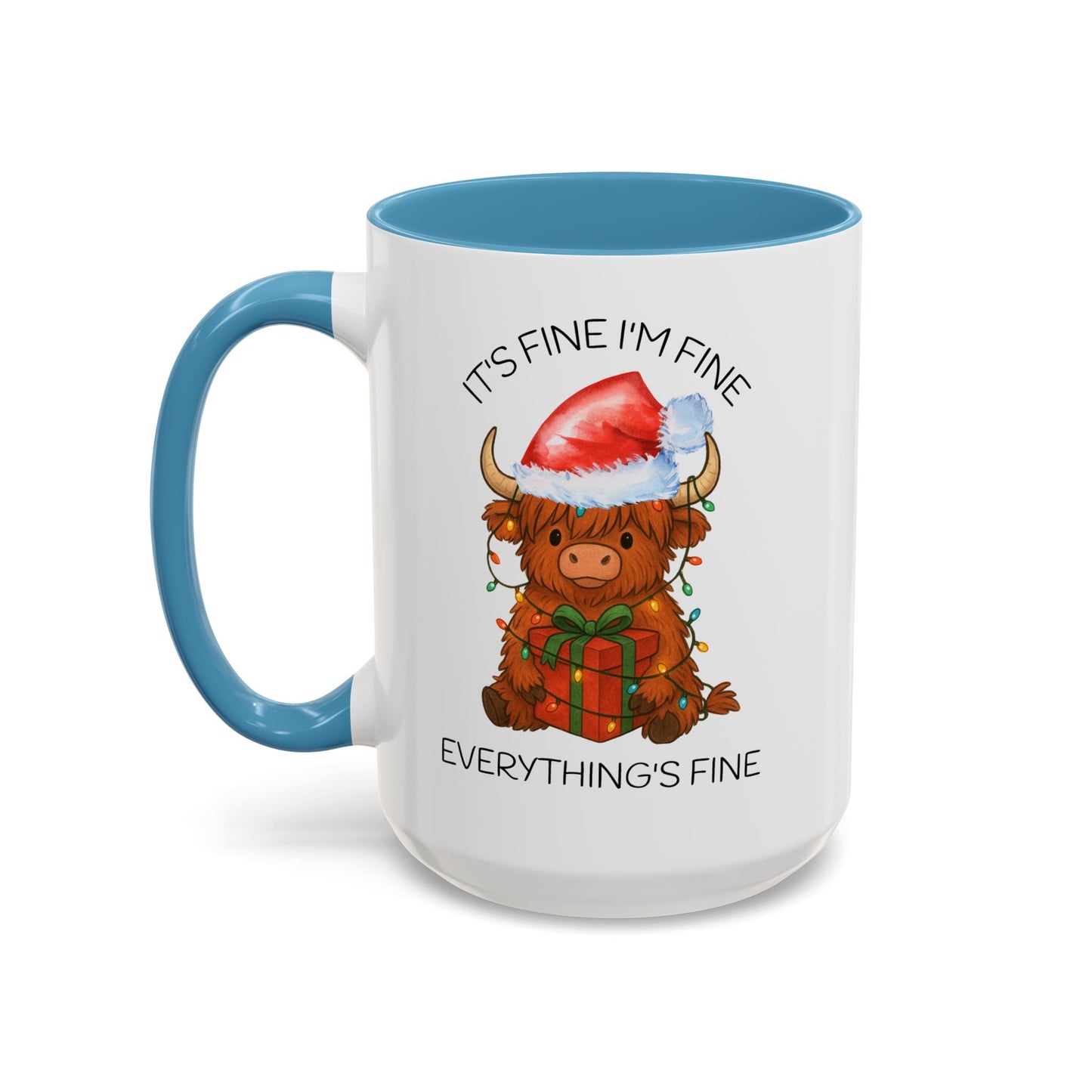 15oz Everything’s Fine Christmas Cow Coffee Mug