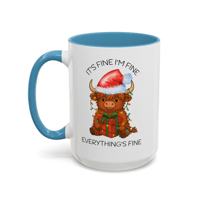 15oz Everything’s Fine Christmas Cow Coffee Mug