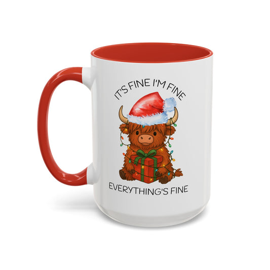 15oz Everything’s Fine Christmas Cow Coffee Mug