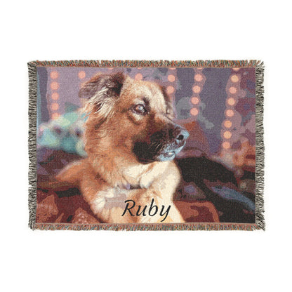 Personalized Woven Blanket — Custom Photo & Name Throw