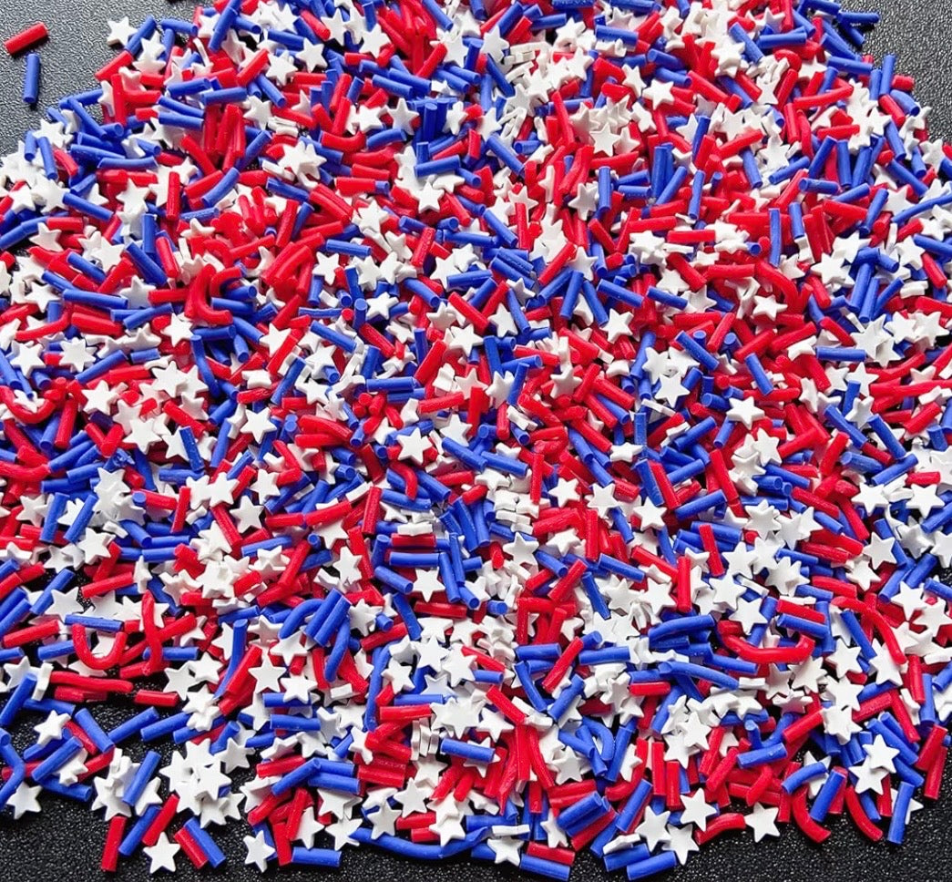 4th of july star polymer clay slices
