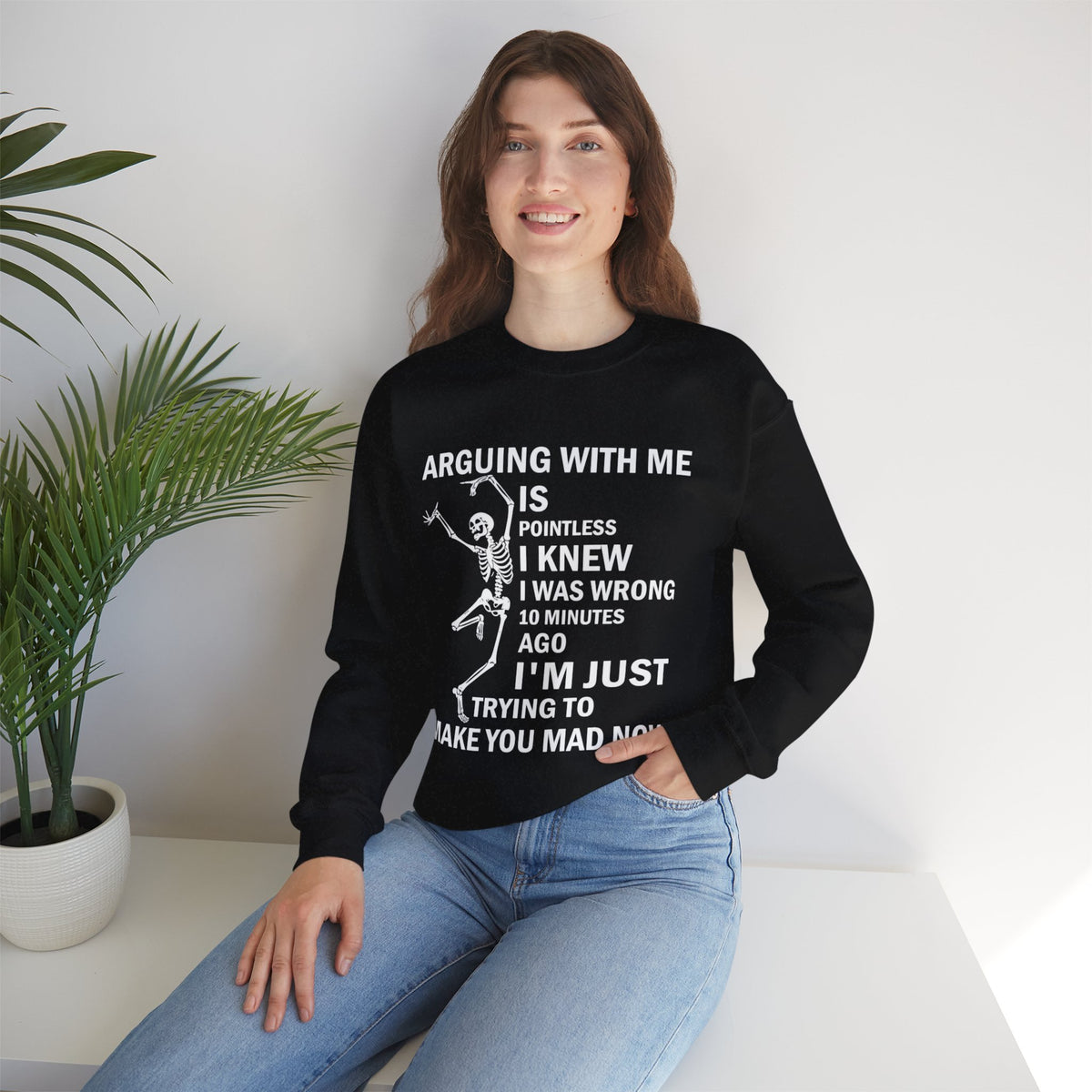 "Arguing with me" Skull Coffee Pullover Crewneck Sweatshirt