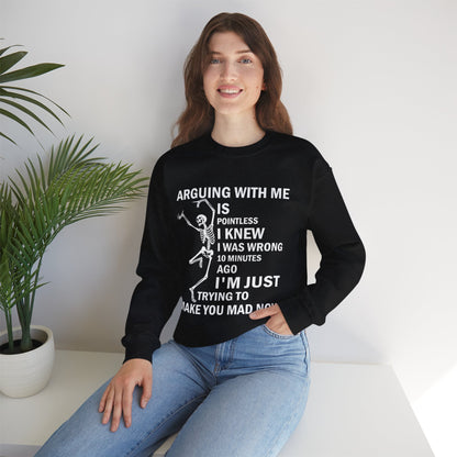 "Arguing with me" Skull Coffee Pullover Crewneck Sweatshirt