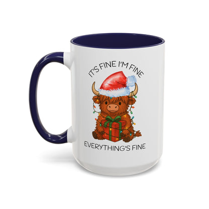 15oz Everything’s Fine Christmas Cow Coffee Mug