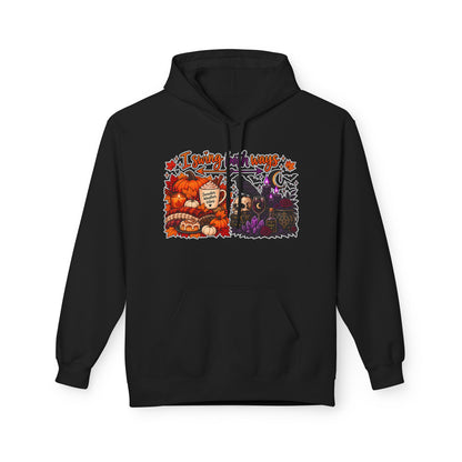 Halloween Split-Scene Hoodie — "I Swing Both Ways" Pumpkin & Haunted Night Design