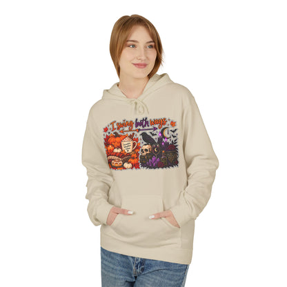 Halloween Split-Scene Hoodie — "I Swing Both Ways" Pumpkin & Haunted Night Design