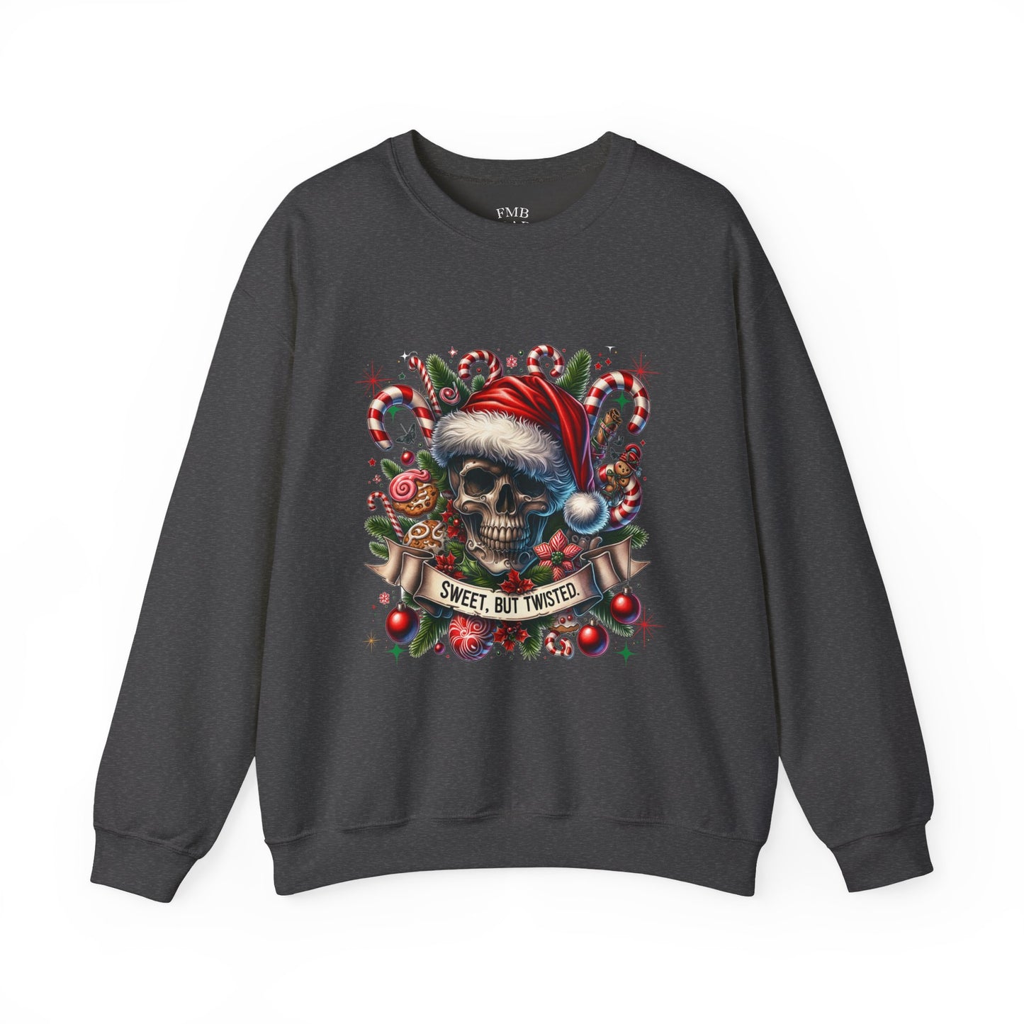 Holiday Skull Sweet But Twisted Christmas Crewneck Sweatshirt