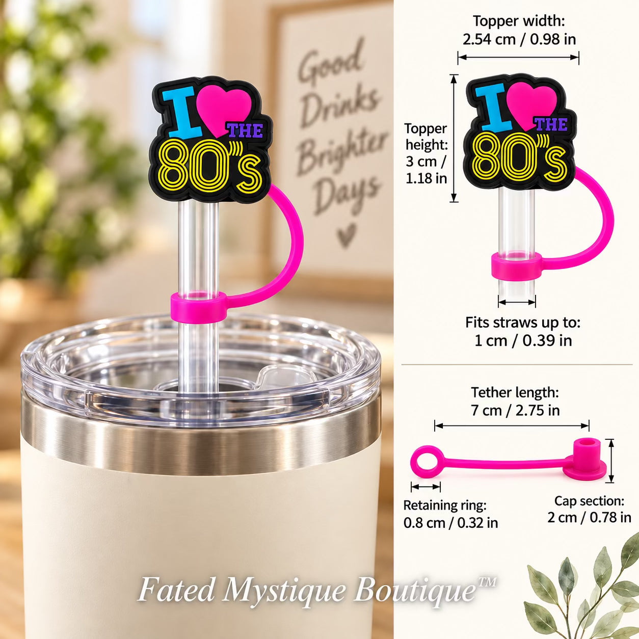 I love the 80's straw topper shown in use with measurements and Fated Mystique Boutique watermark