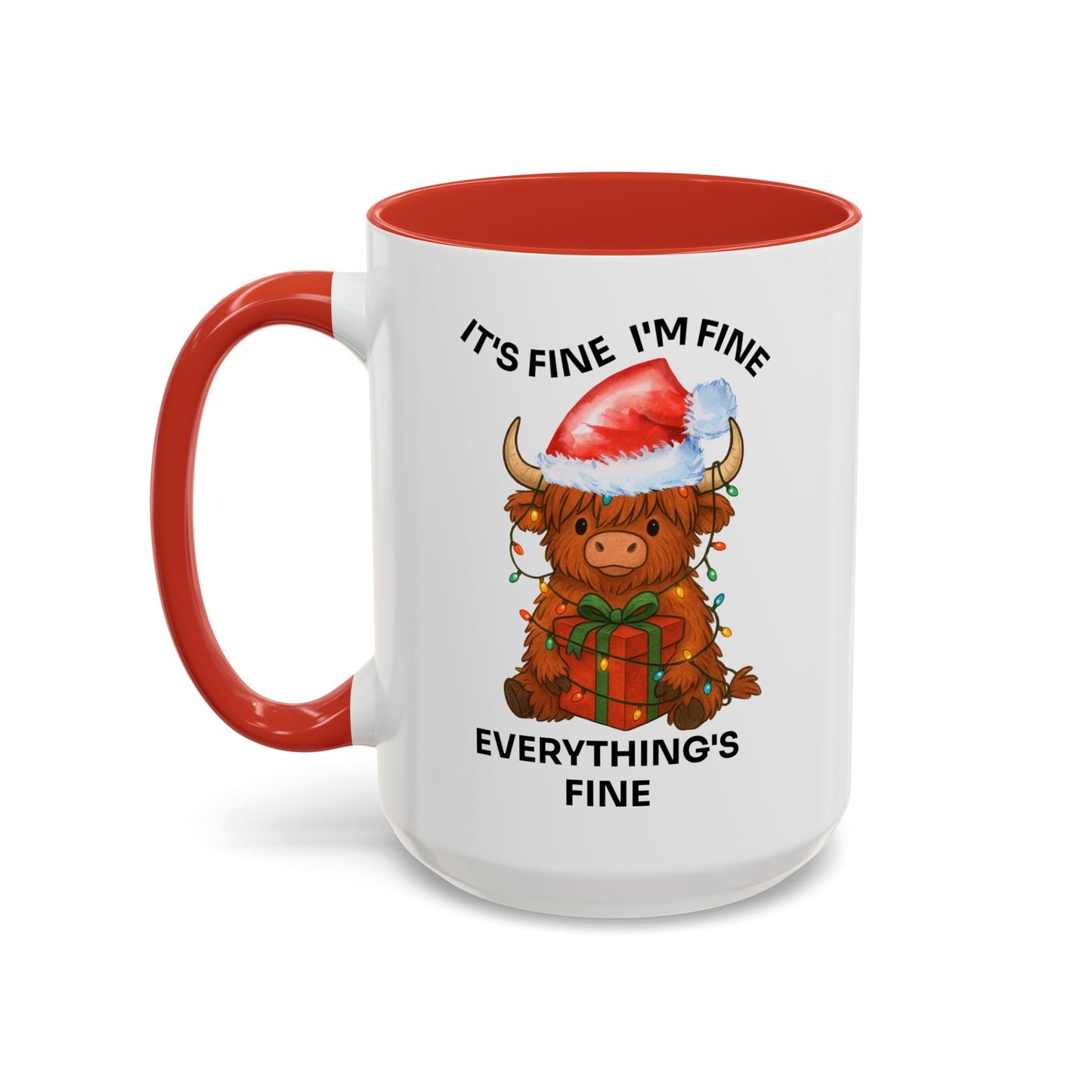 15oz Everything’s Fine Christmas Cow Coffee Mug