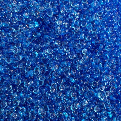 Close-up of blue glass beads