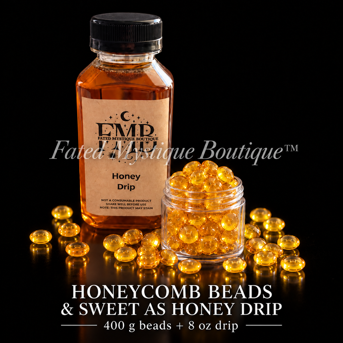 Honeycomb Beads (400 grams) & 8 oz Sweet as Honey Drip — Fated Mystique Boutique studio product photo
