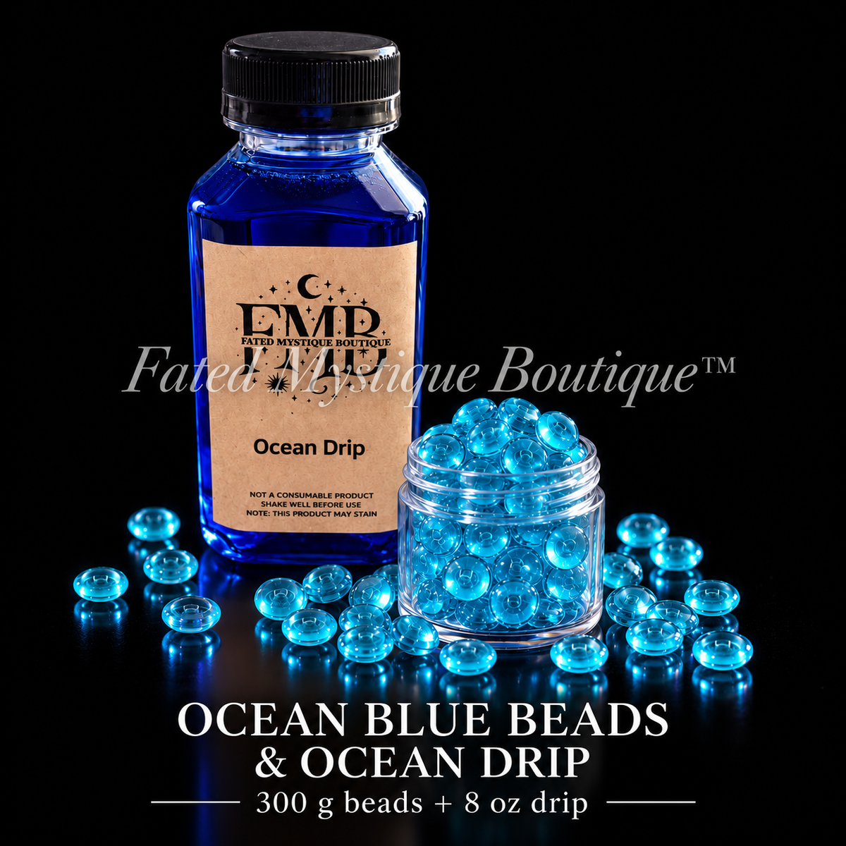 Ocean Blue Beads (300 grams) & 8 oz Ocean Drip — Fated Mystique Boutique studio product photo