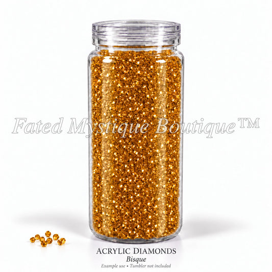 Bisque Acrylic Diamonds shown in a clear snow globe tumbler; example use, tumbler not included