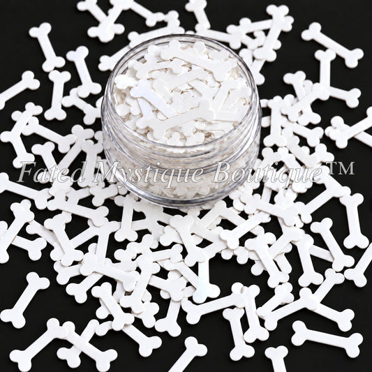 Bone shaped glitter and charms for snow globe tumblers resin and gothic crafts